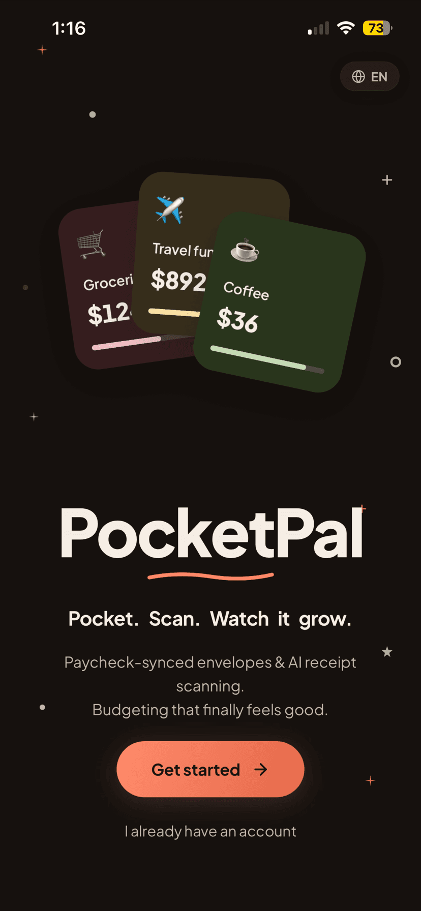 PocketPal welcome screen